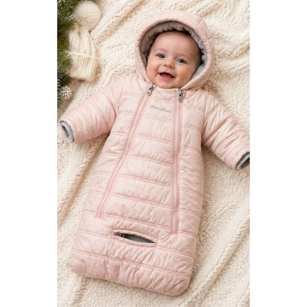 EDDIE BAUER First Adventure Infant Pink Quilted Bunting Snowsuit 3-6M